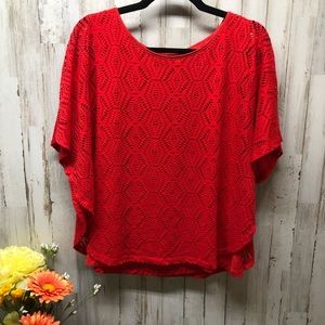 🍭Allison Daley Red Netted Blouse